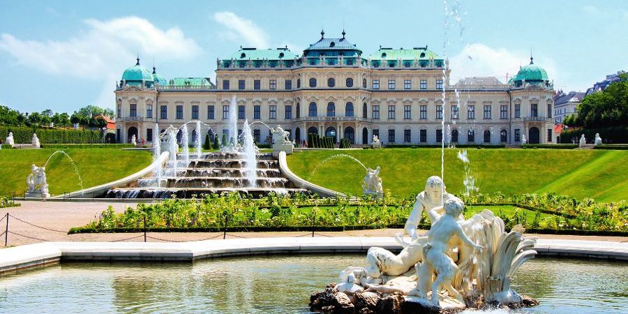 Belvedere Palace, garden and fountains, Vienna, Austria